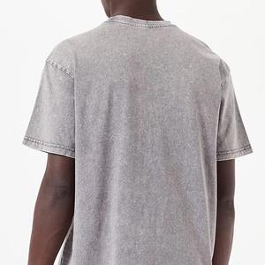 T-shirts épais décontractés couleur unie coupe ample logo personnalisé de haute qualité couverture de pompe Gym Fitness Vintage lavage à l'acide T-shirts pour hommes - Product Image 2