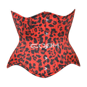 Corset sous-poitrine en satin sublimé à imprimé léopard avec baleines en acier - Product Image 5