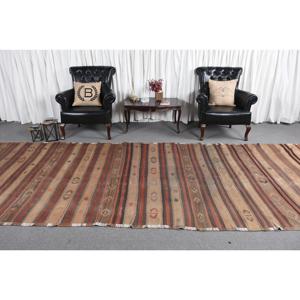 พรมวินเทจตุรกีขนาด 5.3x14.7 ฟุต, พรมปูพื้น, พรมลายดอกไม้สีน้ำตาล - Product Image 2