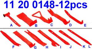 ITA Tools Kit de 12 outils de démontage de garnitures et de panneaux composites (Rouge/Bleu) à commande manuelle, emballé dans une pochette en nylon, boîte blanche - Product Image 2