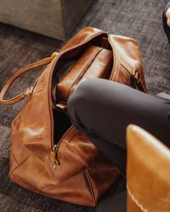 Sac de voyage en cuir véritable tendance personnalisé bagage à main imperméable pour femmes/hommes LTB-0051 polochon avec fermeture à glissière - Product Image 5