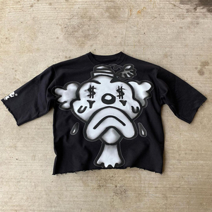 Fabricación de los hombres boxy recortada camisetas con logotipo personalizado impreso Camiseta para los hombres Custom Street wear Digital Printed T Shirt - Product Image 3