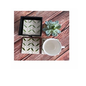 Dessous de verre moderne en forme de fleur, feuille, nacre, lot de 6 avec support pour thé, café et boisson, protection contre la chaleur, vaisselle froide - Product Image 6