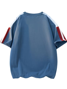 เสื้อยืดลำลองผู้ชายลายทางสีตัดกัน แขนสั้น คอปก ระบายอากาศได้ดี ไม่เป็นขุย ขายดี - Product Image 3