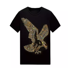 เสื้อยืดผ้าฝ้าย100% ประดับพลอยเทียมติดฉลากลายตัวอักษร - Product Image 1