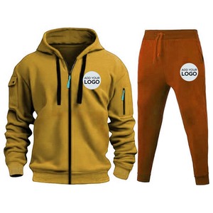 Ensemble de survêtement pour homme - Sweat-shirts tactiques à cordon de serrage et fermeture éclair & Pantalons cargo Jogging Athlétique - Product Image 1