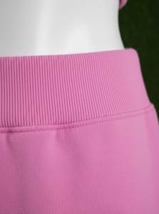 Pink Flock Print Crop Hoodie <b>Set</b> Women's Textured Full Sleeve Active Stretch Mini Skirt Outfit - Product Image 2