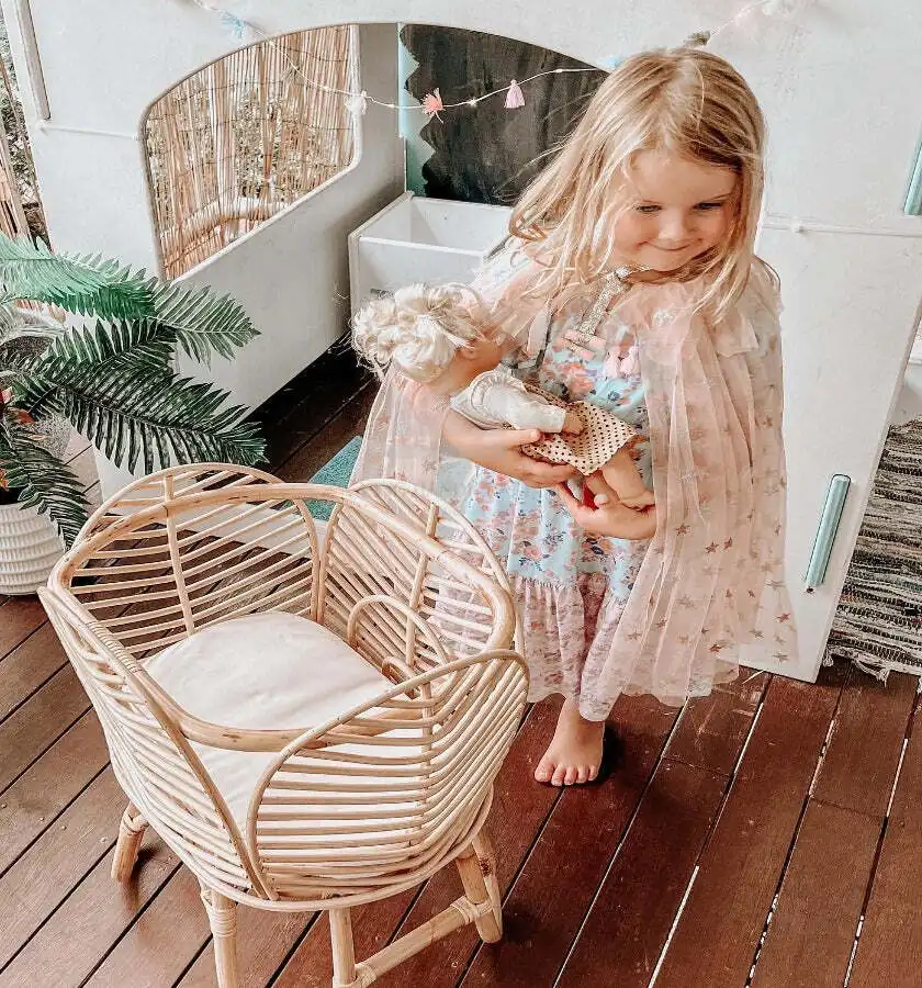 Rattan boho bebek beşik bebek yatak için bir çıkarılabilir ve yıkanabilir kapak ile doğal ürün sıcak satış