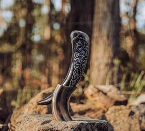 Taza de cerámica de cuerno de búfalo Natural Real, diseño vikingo ecológico, tamaño personalizado, accesorio de viaje de negocios, tapa clásica para regalos - Product Image 6