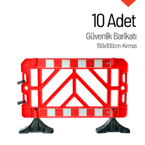 10'lu Krmz 150x100cm Gvenlik Barikat Seti - Product Image 4