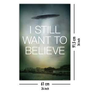 Modern UFO <b>Poster</b>-'I Still Want to Believe' Durable Paper Wall Art - Product Image 5