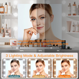 Tocador de Madera Grande Ajustable con Espejo Iluminado LED y Tomacorriente, 7 Cajones, 4 Estantes, 5 Ganchos, Diseño Moderno para Dormitorio - Product Image 5