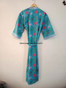 Kimono largo con estampado Floral, ropa de noche suave y cómoda, bata de baño de algodón, Kimono de novia para verano - Product Image 4
