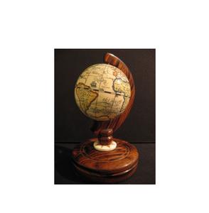 Round wooden sculpture in globe form for luxury table decor and upscale global design accents - Product Image 1