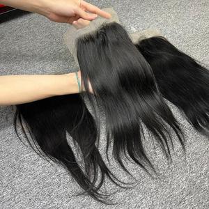 Cheveux à fermeture de couleur naturelle Grand stock de cheveux vierges 100% de haute qualité Courts Styles ondulés et droits naturels à haute densité - Product Image 2