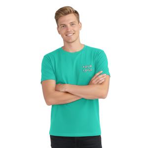 เสื้อยืดผ้าฝ้ายสีขาว100% สำหรับผู้ชายพิมพ์โลโก้แบบกำหนดเอง - Product Image 3