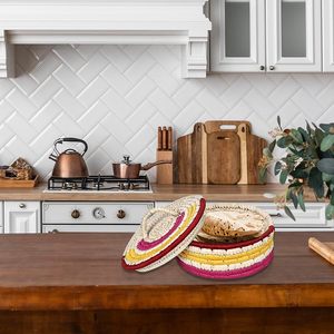 Boîte à roti en fil de feuille de palmier date faite à la main, boîte à chapati pour servir sur la table à manger et la cuisine, boîte à hotpot en gros - Product Image 6