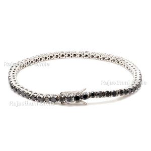 Pulsera de tenis de piedras preciosas de corte redondo de oro blanco sólido de 14 quilates con diamante negro tamaño natural de piedra de 2,5mm - Product Image 3