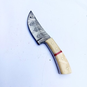 Venta caliente cuchillo de hoja fija de acero de Damasco con mango de madera hecho a mano al aire libre Bowie Camping cuchillos OEM soporte personalizado - Product Image 3
