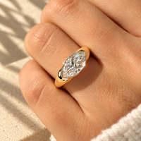 Bague de fiançailles en or avec diamant de laboratoire taille marquise East West Bezel, 2,00 carats, certifiée IGI, AURA LUXURIA, excellente taille, clarté VVS-VS
