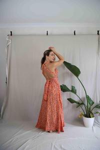 Vestido Mini de Alta Calidad con Estampado Floral Bohemio, Tejido de Punto, Espalda Descubierta, Manga Corta, Elegante, para Fiesta en la Playa, Natural y Ecológico - Product Image 4