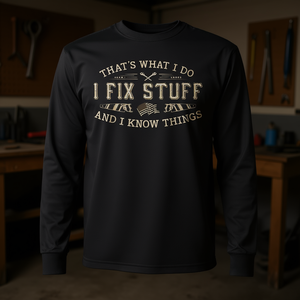 Eso es lo que hago, arreglo cosas y sé muchas cosas, camiseta de manga larga para hombre, informal, de algodón, para todas las estaciones - Product Image 3