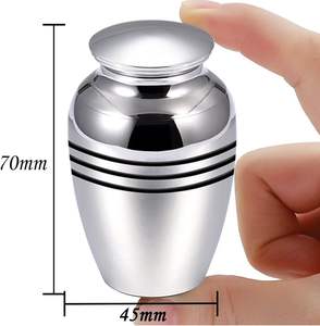 Argent Belle Petite Mini Urne Souvenir pour Cendres Humaines ou Animales Lot de 4 Mini Urnes Funéraires en Métal Dur (4Pcs Stripe urne) - Product Image 2