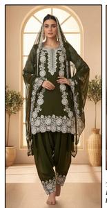 Originale puro cotone Malmal Dupatta con ricamo <span class=keywords><strong>Sami</strong></span> prato stampa abbigliamento indiano e pakistano con ricamo - Product Image 3