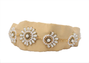 Bandeau élégant à motif floral, léger, durable, doux pour la peau, fait à la main, orné de perles et de broderies, accessoire de mode - Product Image 2