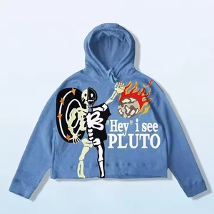 Sudadera con capucha personalizada de algodón 100% para hombre, Sudadera con capucha con estampado gráfico cuadrado de gran tamaño, impresión digital, sudaderas con capucha con estampado completo, técnica lavada - Product Image 1