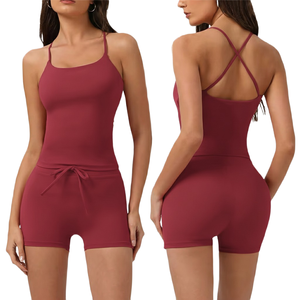 Conjunto de Shorts Deportivos de Yoga para Mujer al por Mayor, Dos Piezas, Cintura Alta, Fitness - Product Image 1