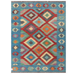 Alfombra Kilim de Maimana, Afganistán, 198 x 149 cm, Juego de Alfombras - Product Image 1