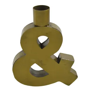 מתכת מכתבי עיצוב פמוט עם ברזל מתכת זהב בצבע גמר עבור שולחן דקור במחיר זול נרות Stand