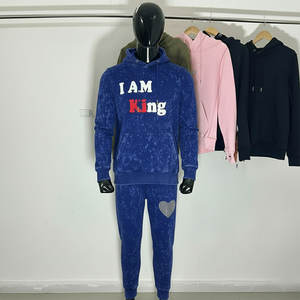 Custom Heavyweight Oversized 100% Cotton Embroidery Tracksuit Men Sweatpants and <b>Hoodie</b> Set - Product Image 1