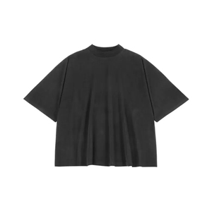 เสื้อยืดผ้าฝ้ายสำหรับผู้ชายเสื้อโอเวอร์ไซส์ผ้าคอตตอนทรงบ็อกซี่ทรงหลวมเปิดไหล่แบบเรียบใส่สบายพร้อมโลโก้ออกแบบได้ตามต้องการ - Product Image 5