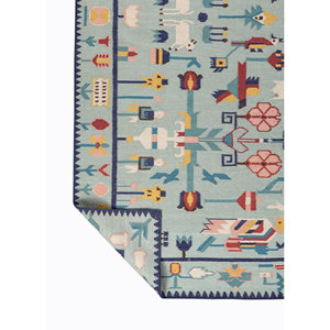 พรมขนสัตว์สีน้ำเงินแบบแบนลายเรขาคณิตสำหรับตกแต่งบ้าน-ADWL-23013 - Product Image 5