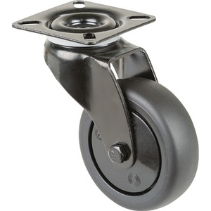 75 mm Black Rubber <b>Swivel</b> Casters for Furniture Ball Bearing with Mounting Plate BS Casters-Load Capacity 60 Kg - Product Image 1
