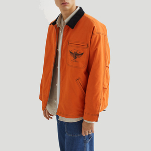เสื้อแจ็กเก็ตผ้าแคนวาสสำหรับผู้ชาย, เสื้อแจ็กเก็ตผ้าแคนวาสสำหรับฤดูหนาวมีซิปคอเสื้อแขนยาวมีกระเป๋าหน้าอก - Product Image 2