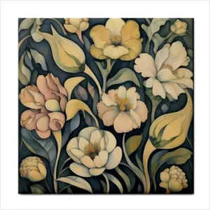 Wildflower Art Nouveau Azulejo artesanal de cerámica Borde elegante para cocina o baño Backsplash-Accesorios de azulejos Premium - Product Image 1