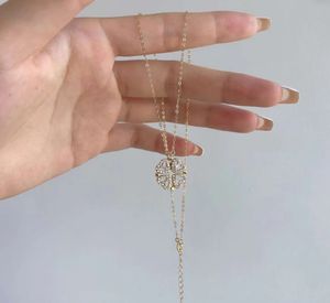 Collier avec pendentif en forme de fleur en forme de cœur orné, diamant moissanite VVS, or 925, argent, style hip-hop - Product Image 2