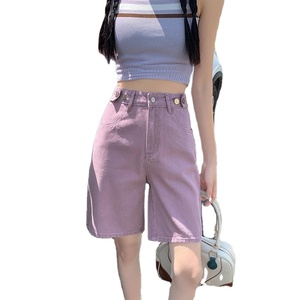 Pantalones cortos con cinturón Jeans Mujer Baggy Moda Recto Vintage Streetwear Denim 2025-2026 Verano Suelto Femme Denim Pantalones cortos - Product Image 1