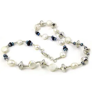 Collier en argent avec pierre bleue et perle pour cadeau femme - Product Image 2