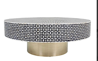 Table basse de salon en os incrusté de style classique moderne, noir et blanc, fabriquée à la main par Craft Zone, exportation directe d'Inde