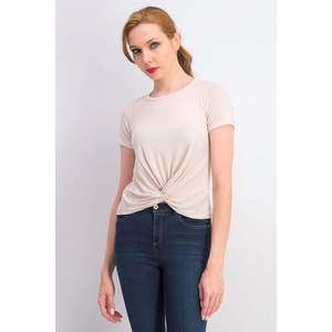 Top casual rosa extra large da bambina Love Fire con design metallico attorcigliato sul davanti - Product Image 1