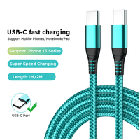 Cable de Datos Tipo-C a USB C, Precio de Fábrica, Carga Rápida, Sincronización Rápida, Cable Trenzado Resistente, Cable Estable para Teléfono Móvil y Computadora