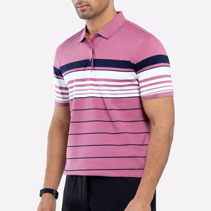 Chemises polo pour hommes, style sportif, doublure personnalisée, 100% polyester, séchage rapide, manches courtes, avec logo sur le devant et tissu tricoté - Product Image 5