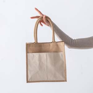 <b>Medium</b> Jute <b>Bag</b> TJ288 Durable Rope Handle Eco-Friendly Canvas Polyester Featuring Leopard Letter Screen for Advertising Gift Use - Product Image 3
