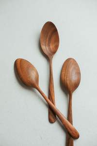 Cuillère de service en bois de manguier classique, couleur noyer, cuillère à café pour restaurant et mariage, cuillères de service pour aliments - Product Image 2