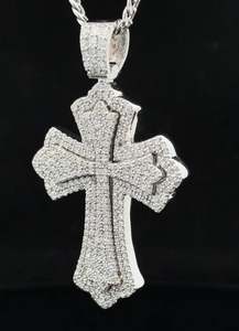 Colgante de Cruz de Plata de Ley 925 Chapado en Oro Amarillo de 14K para Hombre, Clásico para Fiestas con Diamantes - Product Image 4