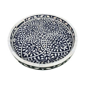 Bandeja de servicio decorativa con incrustaciones de hueso con patrón de ojo geométrico para bandeja de servicio de encimera de mesa de centro de fabricante indio - Product Image 6